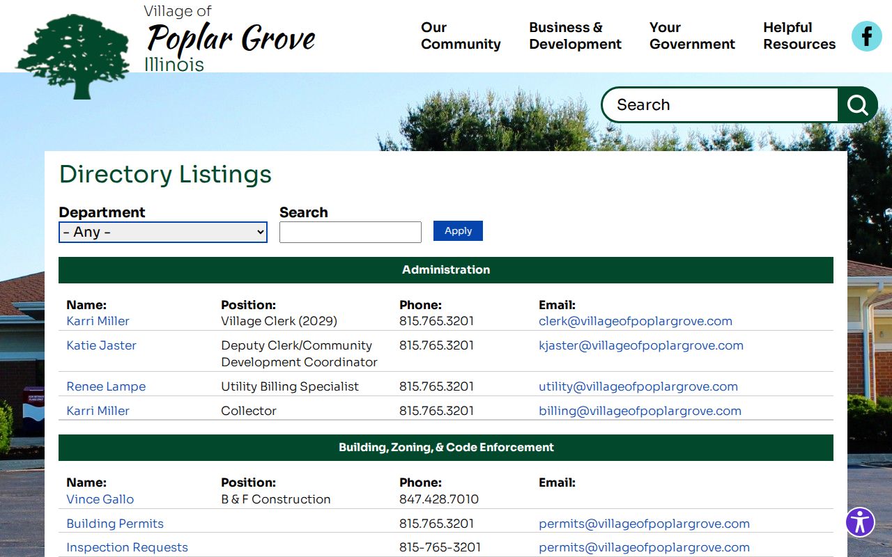 Poplar Grove official sheriff contact directory source